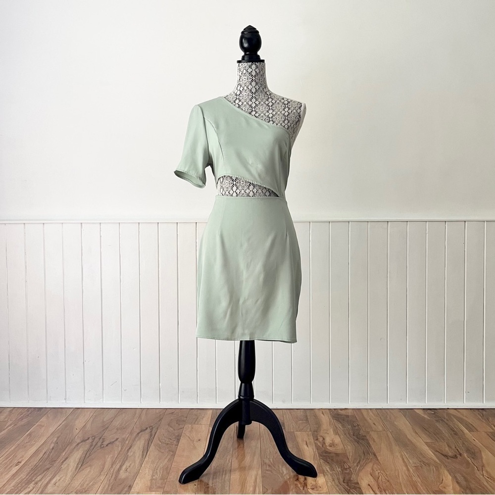 Zara Asymmetric One Sleeve Cutout Tie Back Dress Size M - Picture 10 of 10